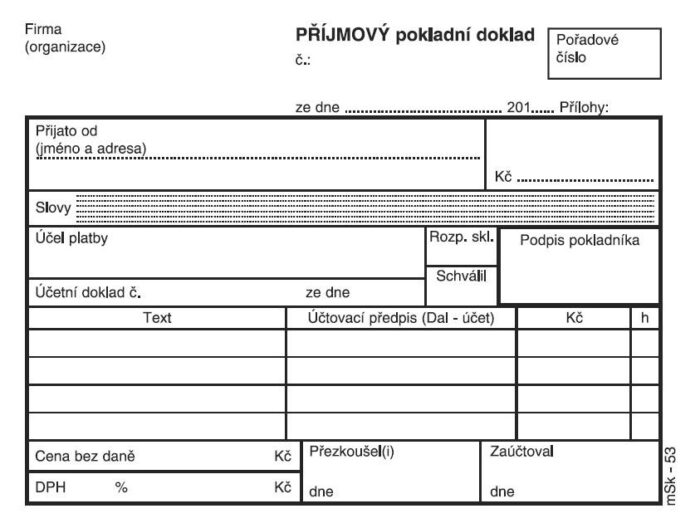 příjmový pokl.doklad NCR MSK53
